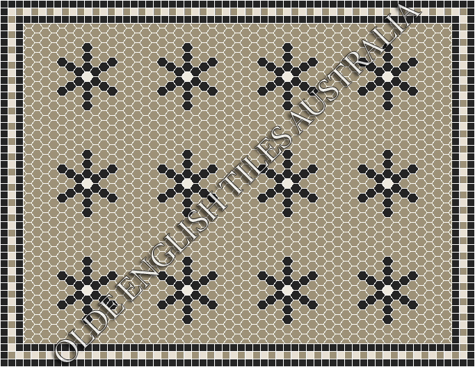 Classic Mosaic Patterns - Central Park 25 Light Grey with Black & White Pattern