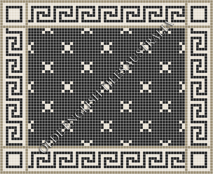 Classic Mosaic Patterns - Charleston 20 Black with White Pattern