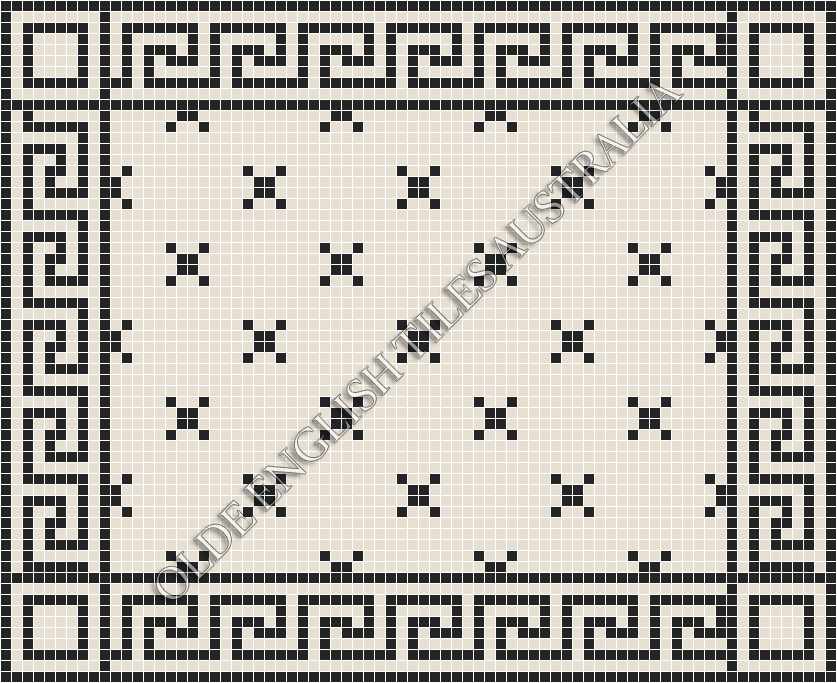 Classic Mosaic Patterns - Charleston 20 White with Black Pattern