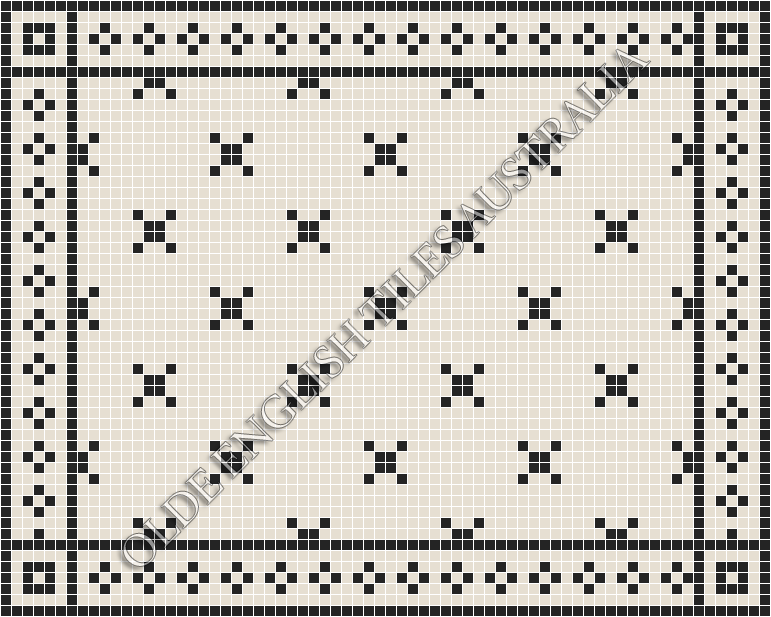 Classic Mosaic Patterns - Charleston 20 White with Black Pattern