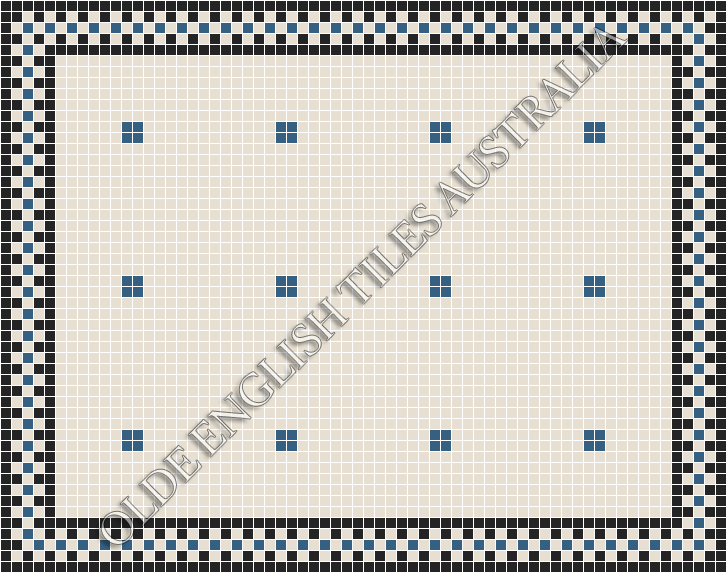 Classic Mosaic Patterns - Cotton Club 20 White with Special Blue Pattern
