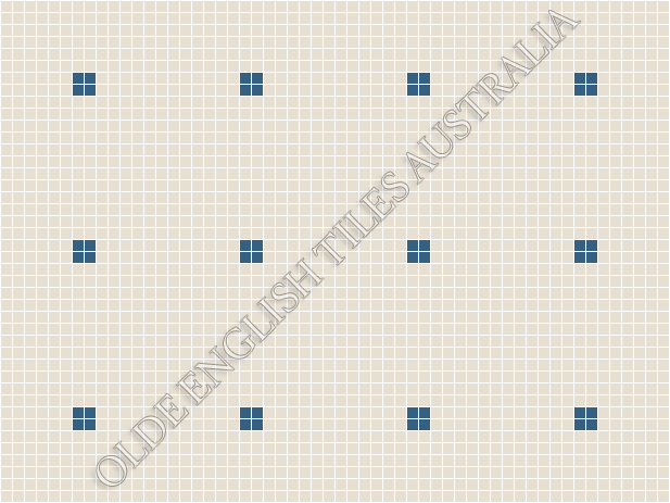 Classic Mosaic Patterns -  Cotton Club 20 White with Special Blue Pattern