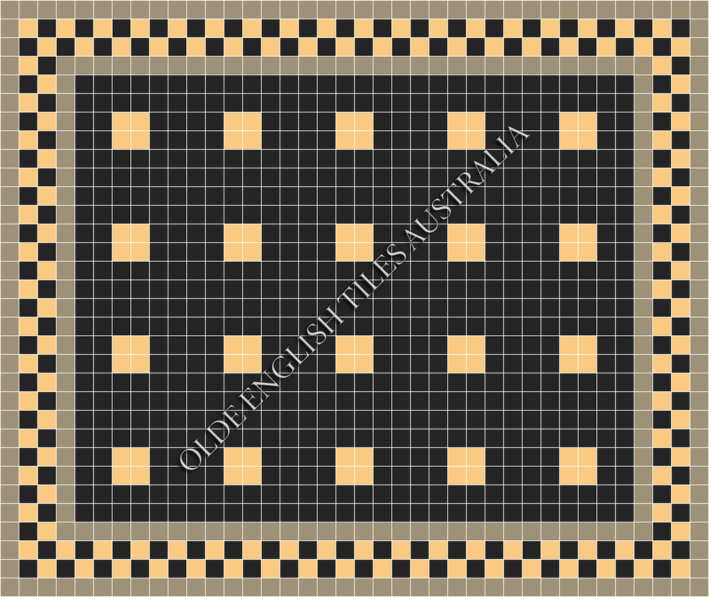 Classic Mosaic Patterns - Cotton Club 50 Black with Oatmeal Pattern