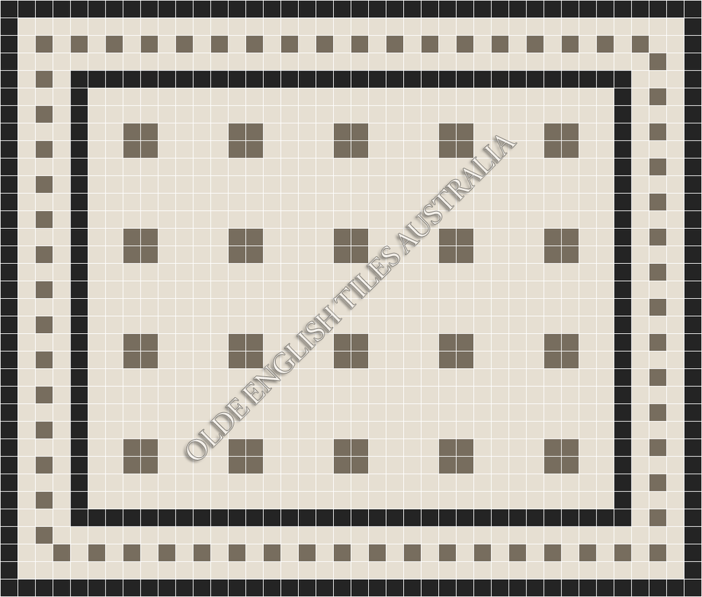 Classic Mosaic Patterns - Cotton Club 50 White with Grey Pattern
