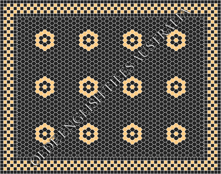Classic Mosaic Patterns - Empire 25 Black with Oatmeal Pattern