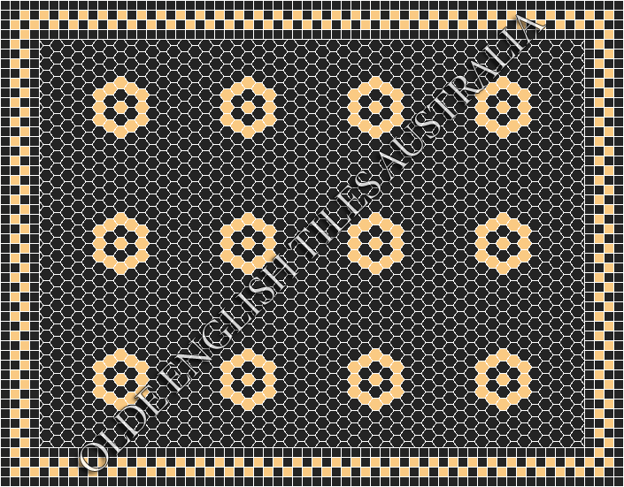 Classic Mosaic Patterns - Empire 25 Black with Oatmeal Pattern
