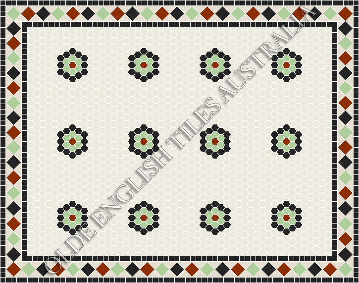  - Empire Multi 25 White with Black, Sage and Special Red Pattern