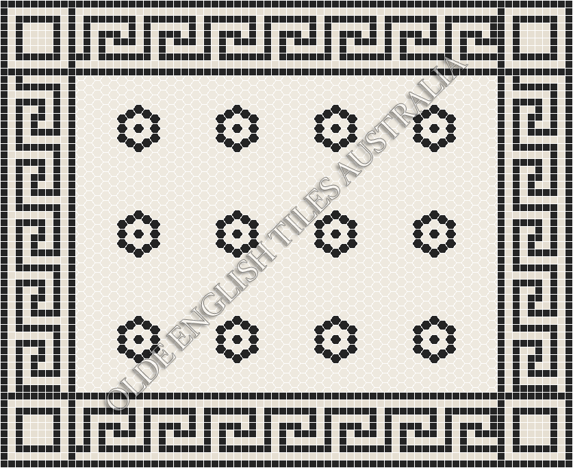 Classic Mosaic Patterns - Empire 25 White with Black Pattern