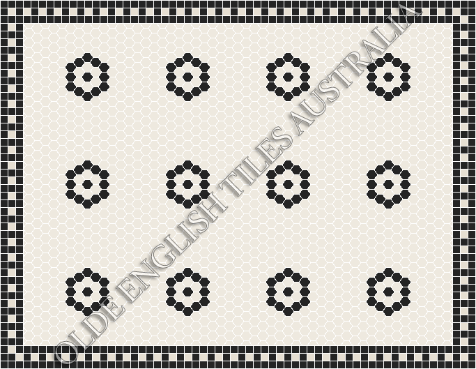 Classic Mosaic Patterns - Empire 25 White with Black Pattern