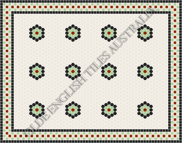  - Empire Multi 25 White with Black, Sage and Special Red Pattern