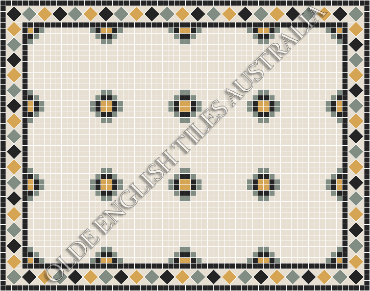  - Gatsby 20 Multi White with Light Green, Yellow and Black Pattern