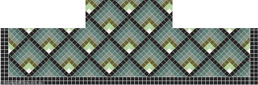 Fireplace Mosaic -  Grid 20 with Double Strip border