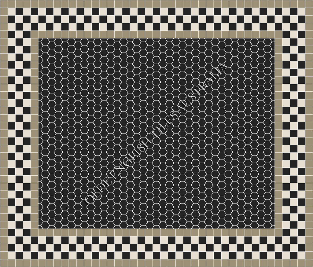 Plain Mosaics - Plain Hexagon 50 Black Mosaics