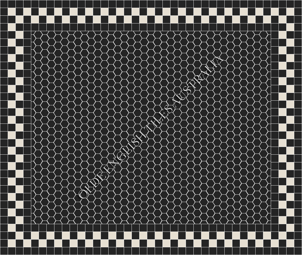  - Plain Hexagon 50 Black Mosaics