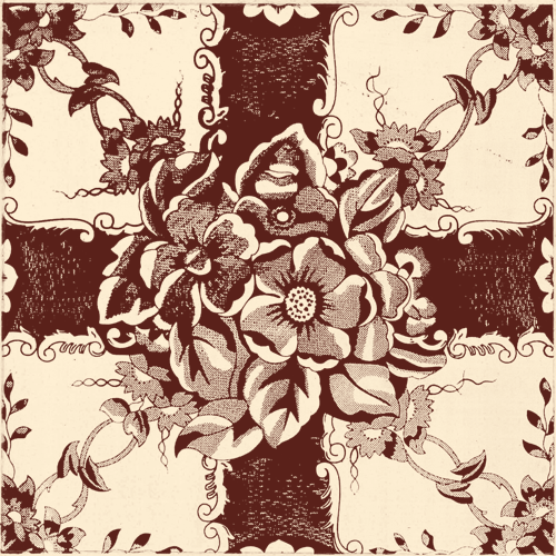  - Ribbon Rose hearth tile