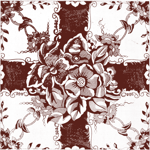  - Ribbon Rose hearth tile
