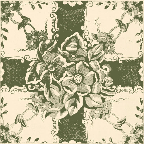  - Ribbon Rose hearth tile