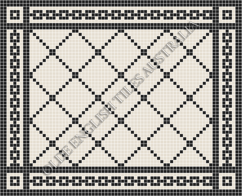 Classic Mosaic Patterns - Ritz 20 White with Black Pattern