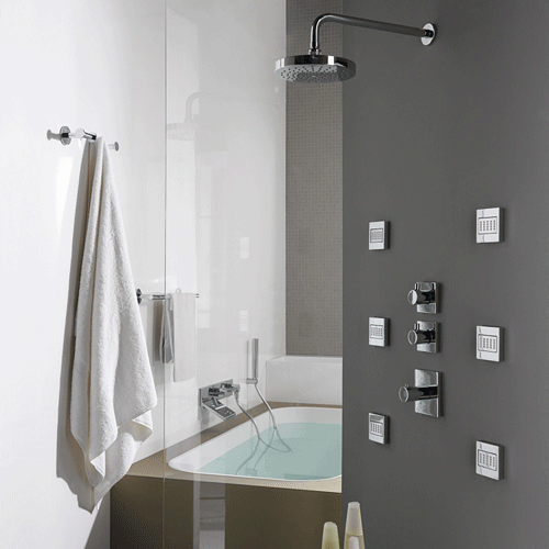 Spin Showerhead On Wall Mounted Arm