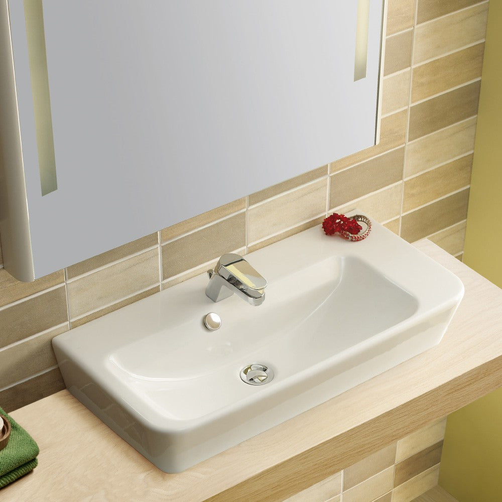  - Emma Square Wall hung or over counter asymmetric Left Hand basin