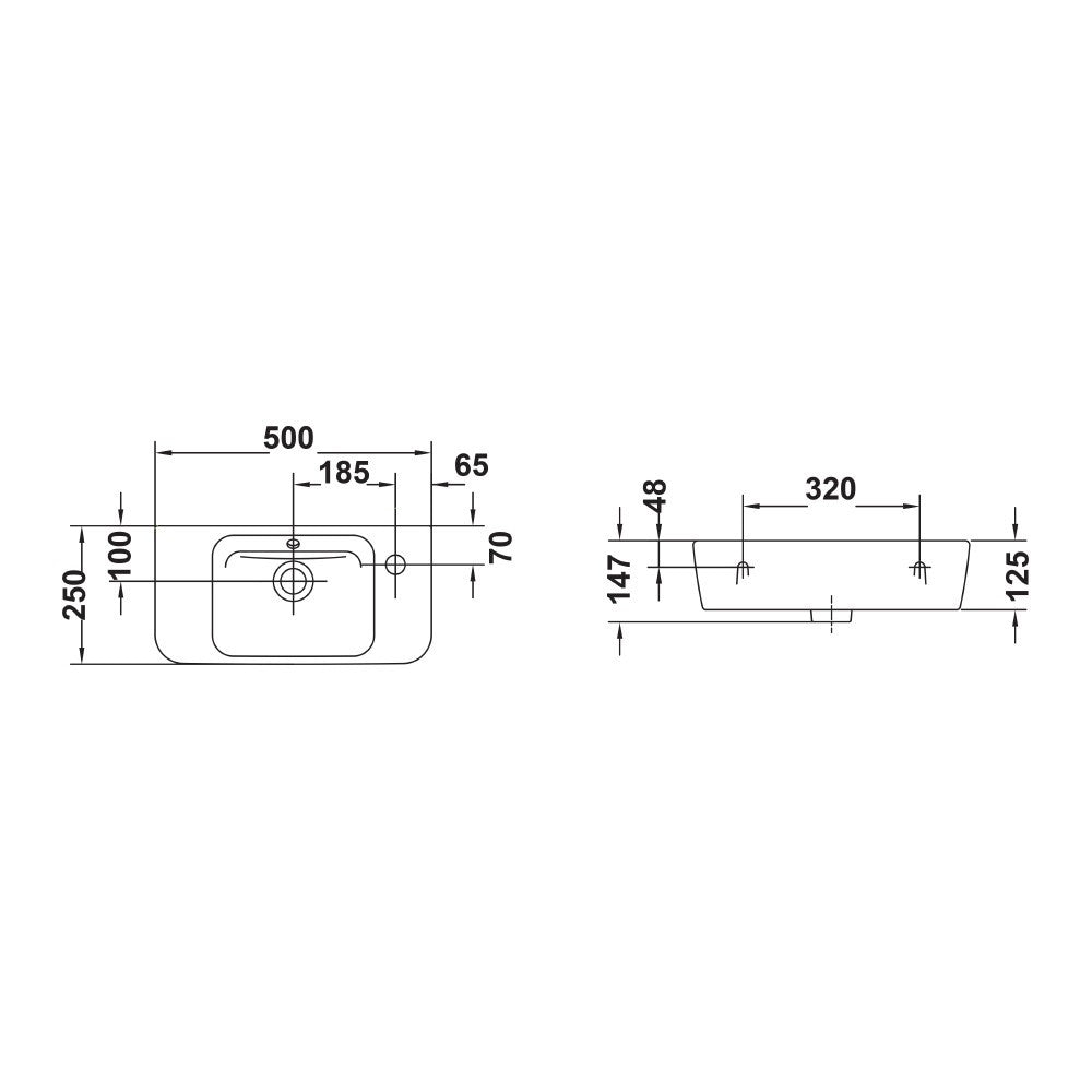  - Emma Square Wall hung or over counter basin
