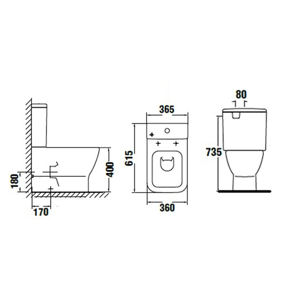  - Emma Square BTW toilet suite with soft close seat