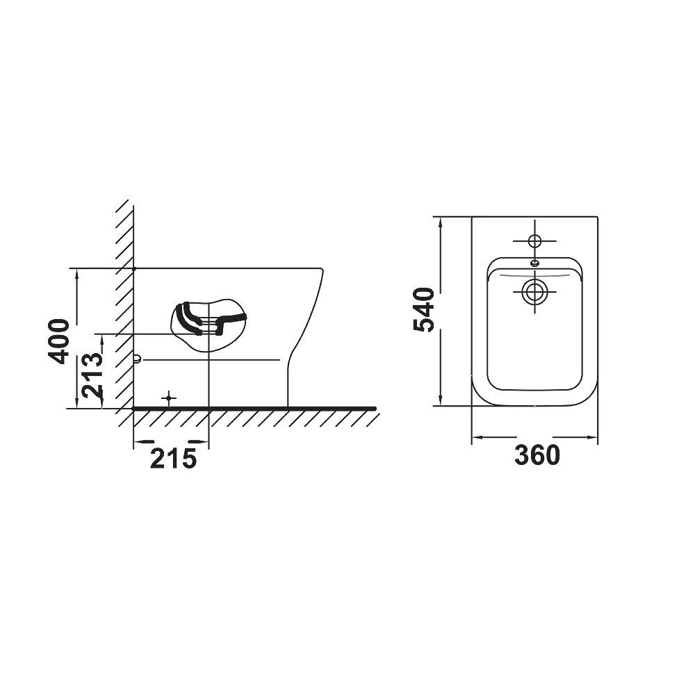  - Emma Square Bidet for over rim water supply